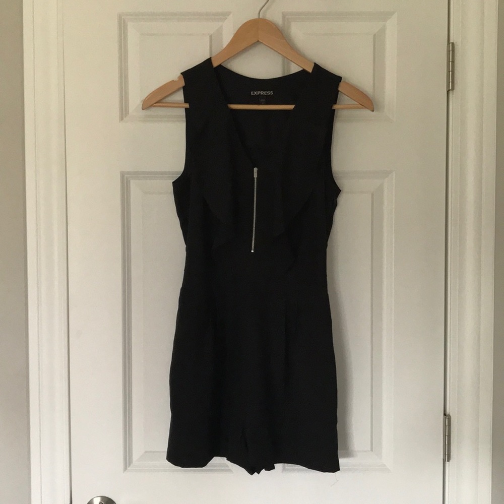 Black Zip Front Romper